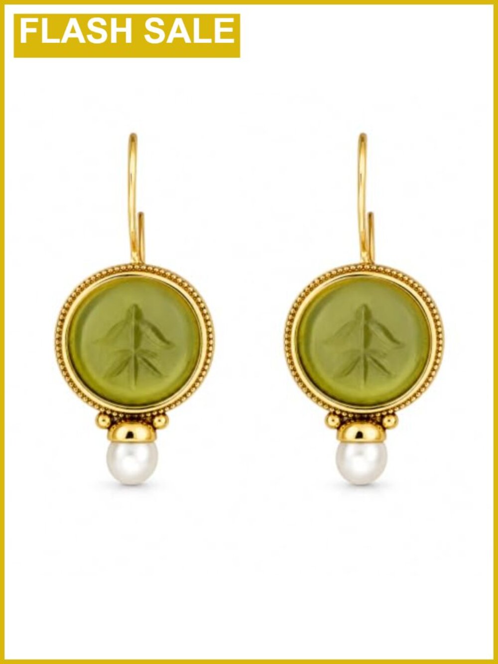 Oval Drop Earrings with Faux Pearl Gold Tone Dangles for Women